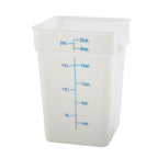 Thumbnail image #1 for Winco PESC-22 22 qt White Square Polypropylene Storage Container with Built-In Handles and Graduation Markings, Container Only Case of 6