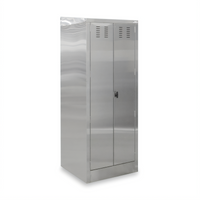 John Boos 25-Inch Wide Stainless Steel Janitor Cabinet with Integrated Mop Sink and Lockable Louvered Doors