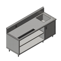 John Boos 60-Inch Stainless Steel Beverage Table Cabinet Base with Open Front, Right Sink and Urn Trough