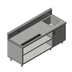 Thumbnail image #1 for John Boos 60-Inch Stainless Steel Beverage Table Cabinet Base with Open Front, Right Sink and Urn Trough