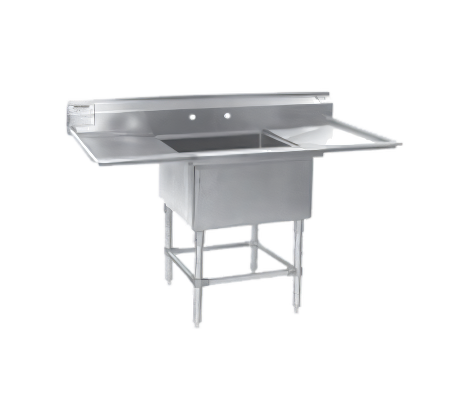 Product image #1 for Spec-Master FN Series 1-Compartment 14-Gauge 304 Stainless Steel Sink with Left and Right 30-Inch Drainboards, 82 Inch W x 35 Inch D