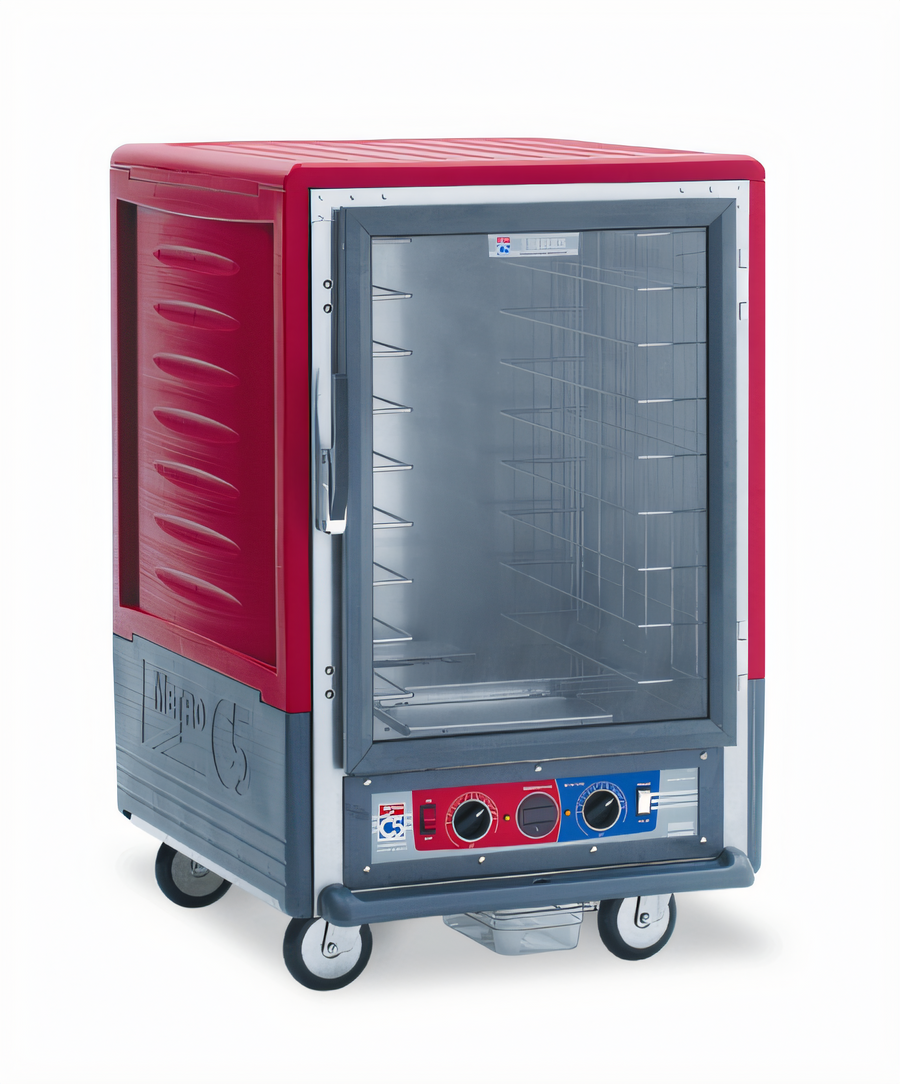 Product image #1 for Metro C5 3 Series Half-Height Heated Holding and Proofing Cabinet with Clear Polycarbonate Door, Red Insulation Armour, Mobile, 120V