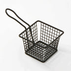 Thumbnail image #1 for American Metalcraft FRYB443 Mini Square Stainless Steel Fry Basket with 3-3/4-Inch Handle, Black Case of 24