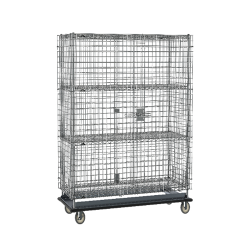 Product image #1 for Metro Super Erecta Heavy-Duty Mobile Wire Security Unit with 2 Intermediate Shelves, Chrome Plated, 63-1/8 x 28-1/16 x 68-1/2 Inches
