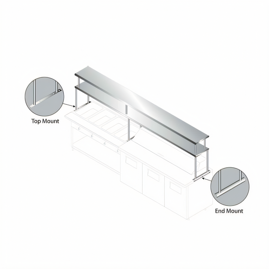 Product image #1 for Advance Tabco Double Stainless Steel Overshelf, 120 Inch W x 24 Inch D