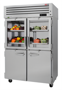 Turbo Air PRO Series Extra-Deep Two-Section Glass & Solid Half-Door Reach-In Refrigerator, 50.8 Cu. Ft., Top Mount
