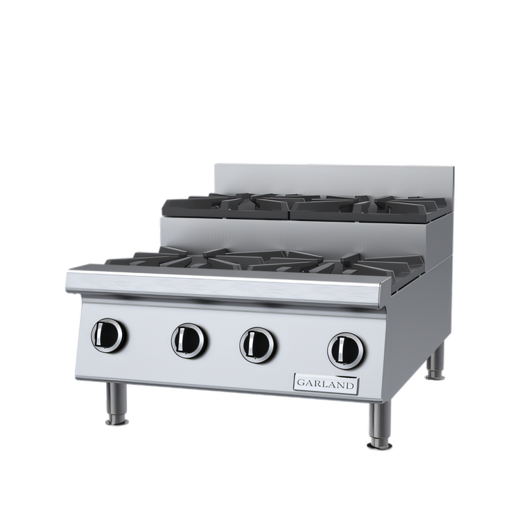 Product image #1 for Garland Starfire Heavy-Duty 24-Inch Countertop Gas Step-Up Hot Plate with 2 Open Burners and 2 Step-Up Open Burners