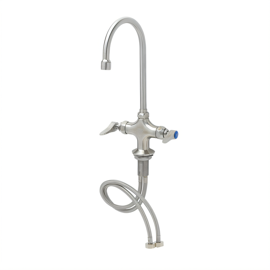 Product image #1 for T&S Brass EverSteel Stainless Steel Single-Hole Deck-Mount Mixing Faucet with 5 3/4-Inch Gooseneck