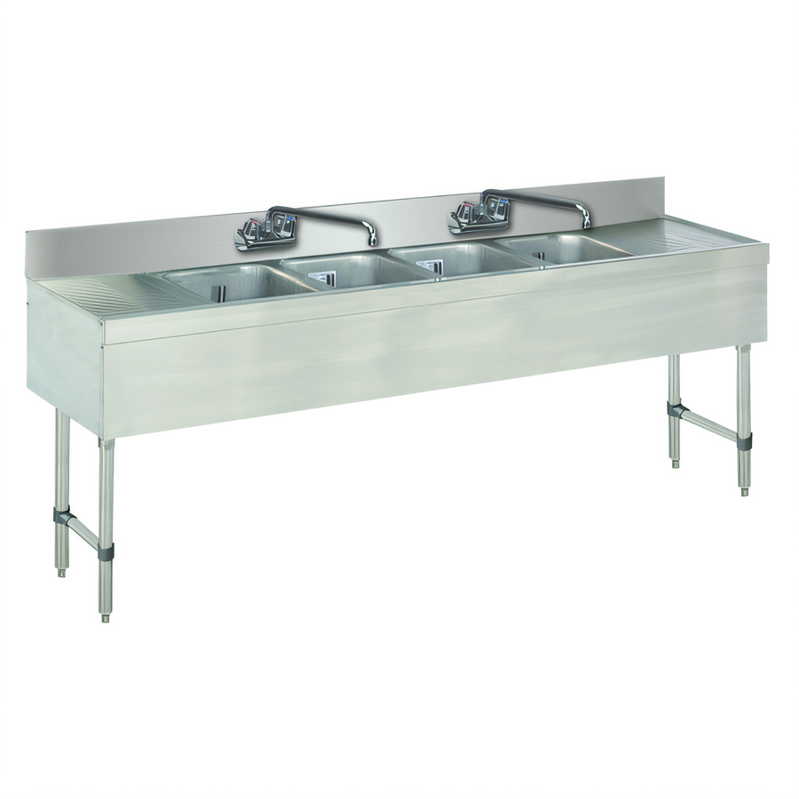 Product image #1 for Advance Tabco Special Value Series 4-Compartment Underbar Sink Unit with Left and Right Drainboards