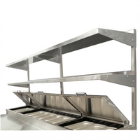 Double Adjustable Overshelf for Pizza Prep Tables, 93 Inch W x 14 Inch D x 47 Inch H, 18/430 Stainless Steel