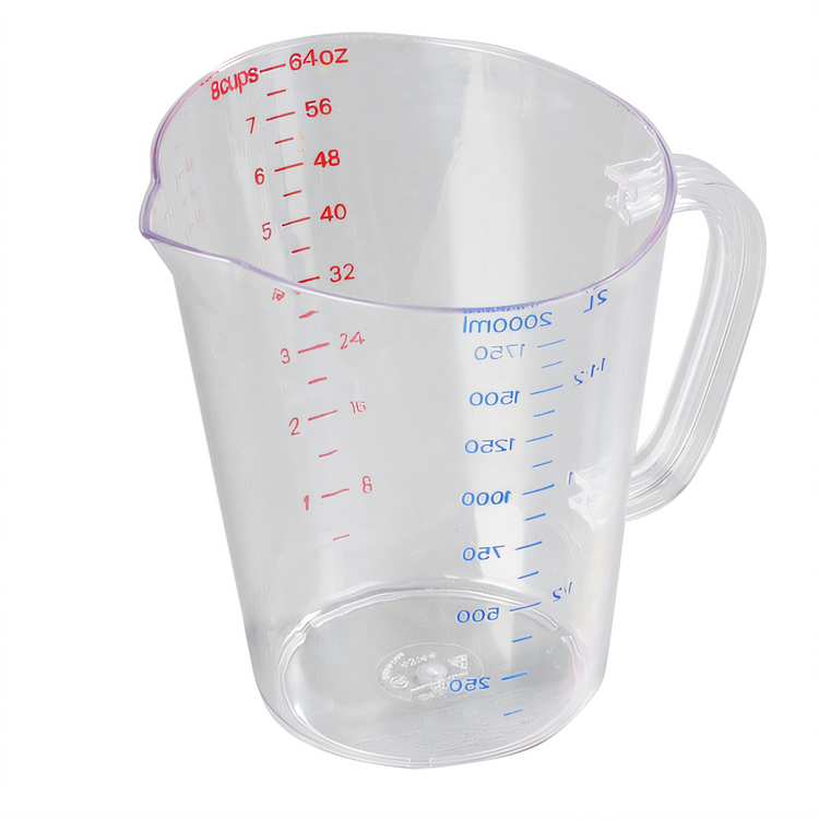 Product image #1 for 64 oz Clear Polycarbonate Half-Gallon Nestable Oval Measuring Cup with C-Handle
