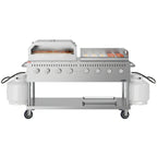 Thumbnail image #1 for Koolmore CGKIT6-G30P30 60-Inch Mobile Commercial Outdoor Propane Grill with 8 Burners, 30-Inch Griddle and Pizza Oven