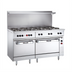 Thumbnail image #1 for Vulcan 60-Inch Electric Restaurant Range with 10 French Hotplates, Dual Ovens, and High Shelf, 480V