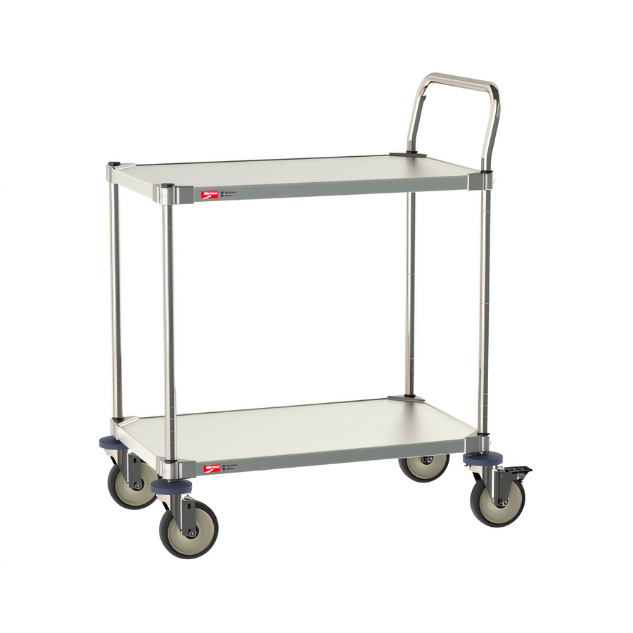 Product image #1 for Metro 18 x 30 Inch Type 316 Stainless Steel Bus Cart with 2 Solid Shelves