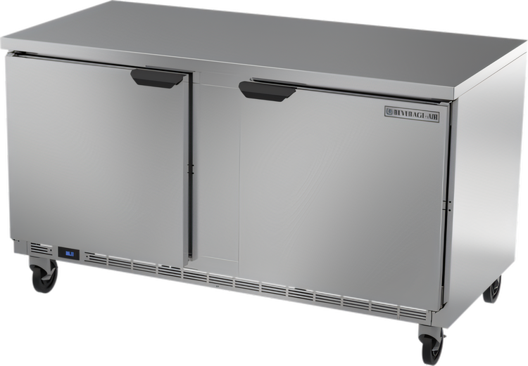 Product image #1 for Beverage-Air 60-Inch Two-Section Worktop Refrigerator with Flat Top and Solid Doors