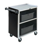 Thumbnail image #1 for Vollrath 97181 3-Shelf Bussing Cart, Three-Sided Black Vinyl Panels, Stainless Steel Shelves, 300 lb. Capacity