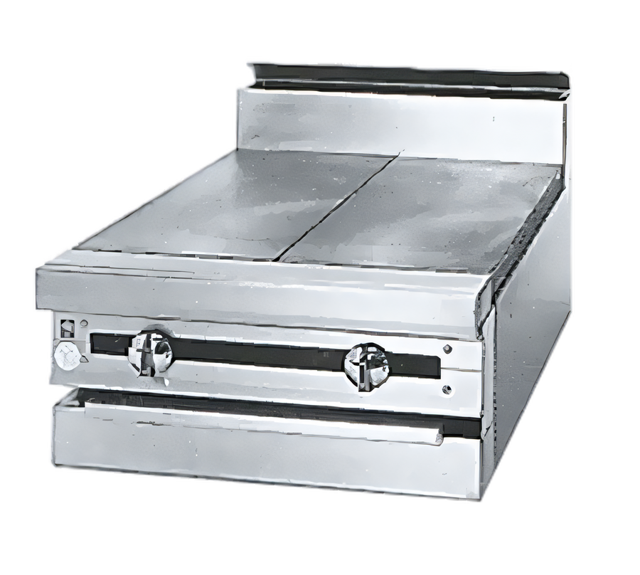 Product image #1 for Titan Heavy Duty 12-Inch Modular Gas Hot Top Range with Stainless Steel 6-Inch Plate Shelf