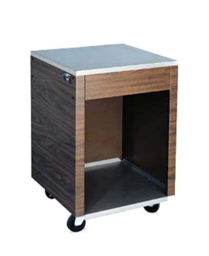 Product image #1 for 2-Series Affordable Portable™ 24-Inch Cashier Station with Stainless Steel Work Top and Walnut Woodgrain Open Base