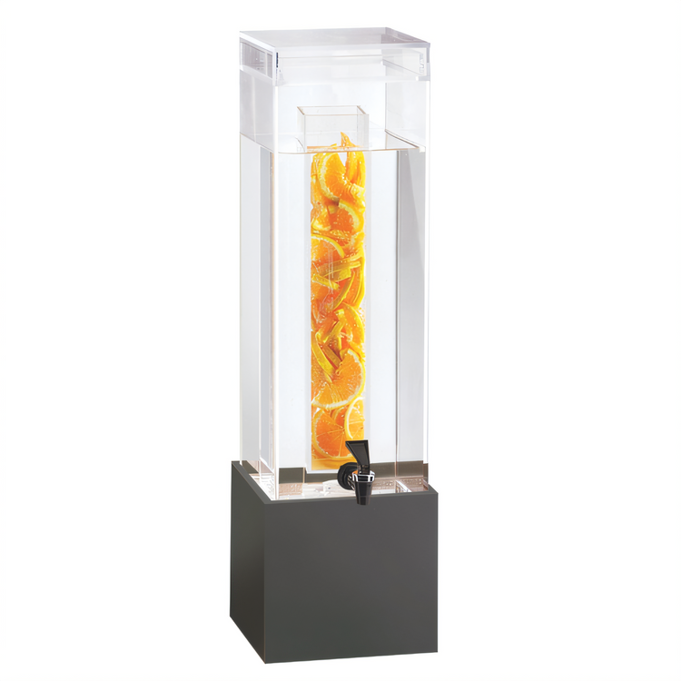 Product image #1 for Cal-Mil Midnight Bamboo 3-Gallon Square Beverage Dispenser with Ice Chamber and Drip Tray