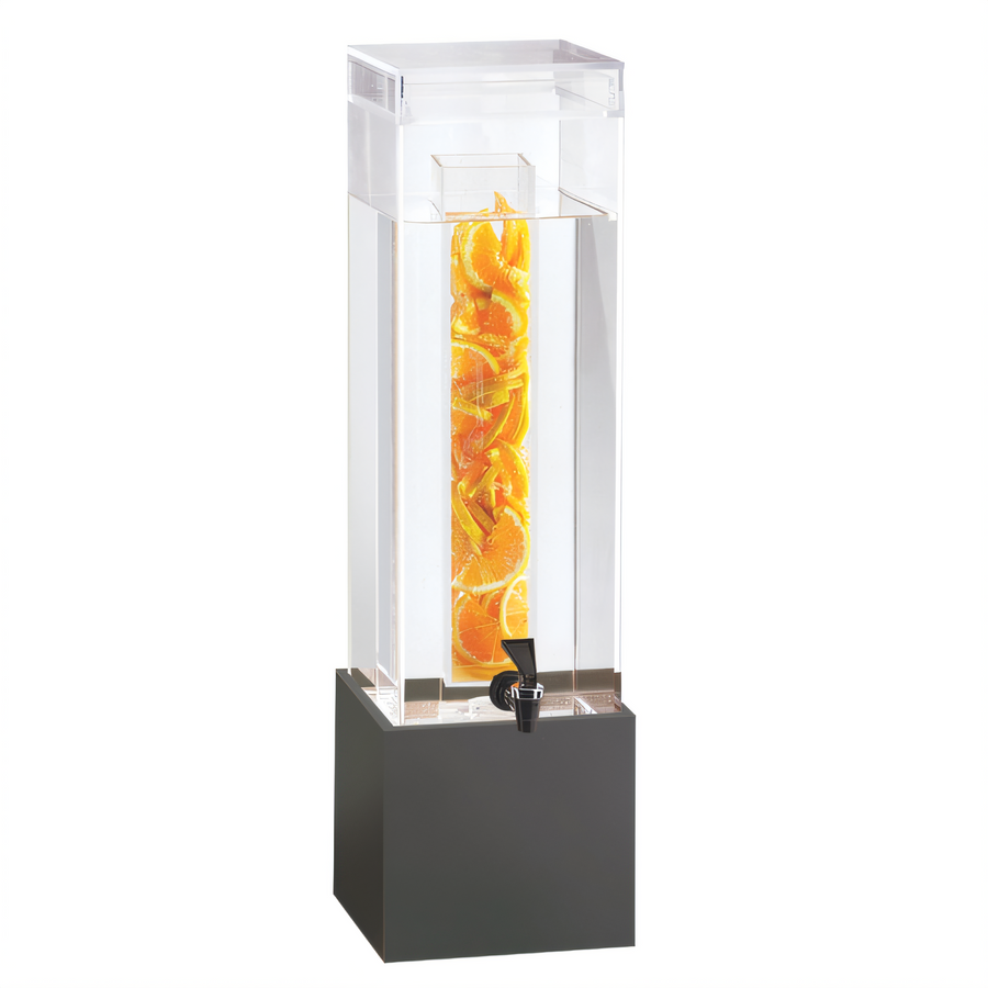 Product image #1 for Cal-Mil Midnight Bamboo 3-Gallon Square Beverage Dispenser with Ice Chamber and Drip Tray