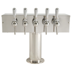 Thumbnail image #1 for Micro Matic USA T Style DS-355-PSS-W Countertop Air-Cooled Wine Font, Single Column, 5 Polished 304 Stainless Steel Side-Pull Faucets