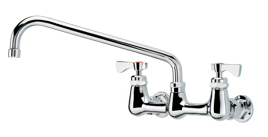 Product image #1 for Krowne Royal Series 8-Inch Center Wall-Mount Commercial Faucet with 12-Inch Swing Spout and Lever Handles