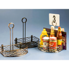 Thumbnail image #1 for American Metalcraft Birdnest SRBNB1 Semi-Round Flat-Back Wire Condiment Rack with Menu Clips, Black Case of 24