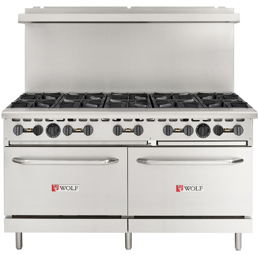 Product image #1 for Wolf WX Series 60-Inch Natural Gas Restaurant Range with 10 Open Burners and 2 Standard Ovens