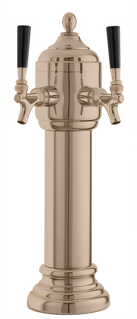 Napoli Tower 2-Faucet Air-Cooled Direct Draw Beer Dispensing Kit, Tarnish-Free Brass