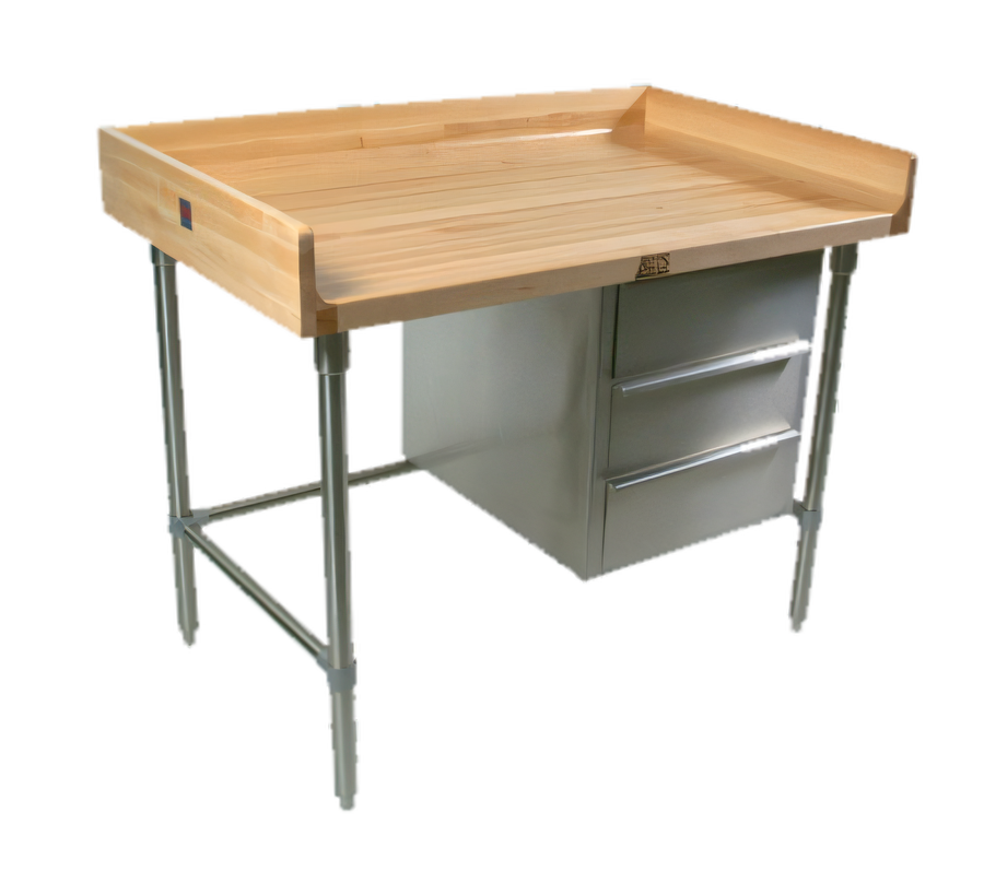 Product image #1 for John Boos BT3S03 72-Inch x 30-Inch Baker's Table with 1-3/4-Inch Maple Top and 3-Drawer Stainless Steel Base