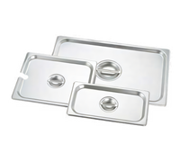 2/3 Size Long Solid Flat Stainless Steel Steam Table/Holding Pan Cover with Recessed Handle