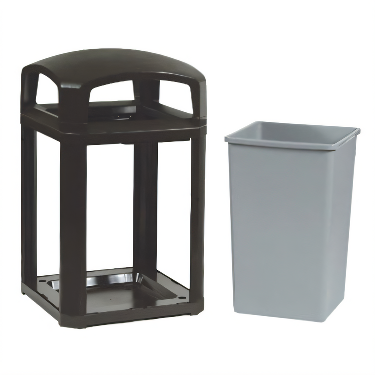 Product image #1 for Rubbermaid Commercial Products Landmark Series Classic 35 Gallon Hooded Commercial Trash Can with Rigid Liner, Black