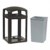 Thumbnail image #1 for Rubbermaid Commercial Products Landmark Series Classic 35 Gallon Hooded Commercial Trash Can with Rigid Liner, Black