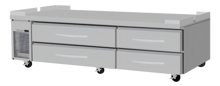 Product image #1 for Turbo Air PRO Series Two-Section 4-Drawer Freezer Chef Base with Stainless Steel Flat Top, 96 1/8 Inch
