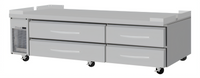 Turbo Air PRO Series Two-Section 4-Drawer Freezer Chef Base with Stainless Steel Flat Top, 96 1/8 Inch