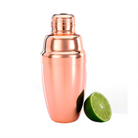Barfly Heavy-Duty 18 oz Copper-Plated 3-Piece Cocktail Shaker with 18/8 Stainless Steel Core