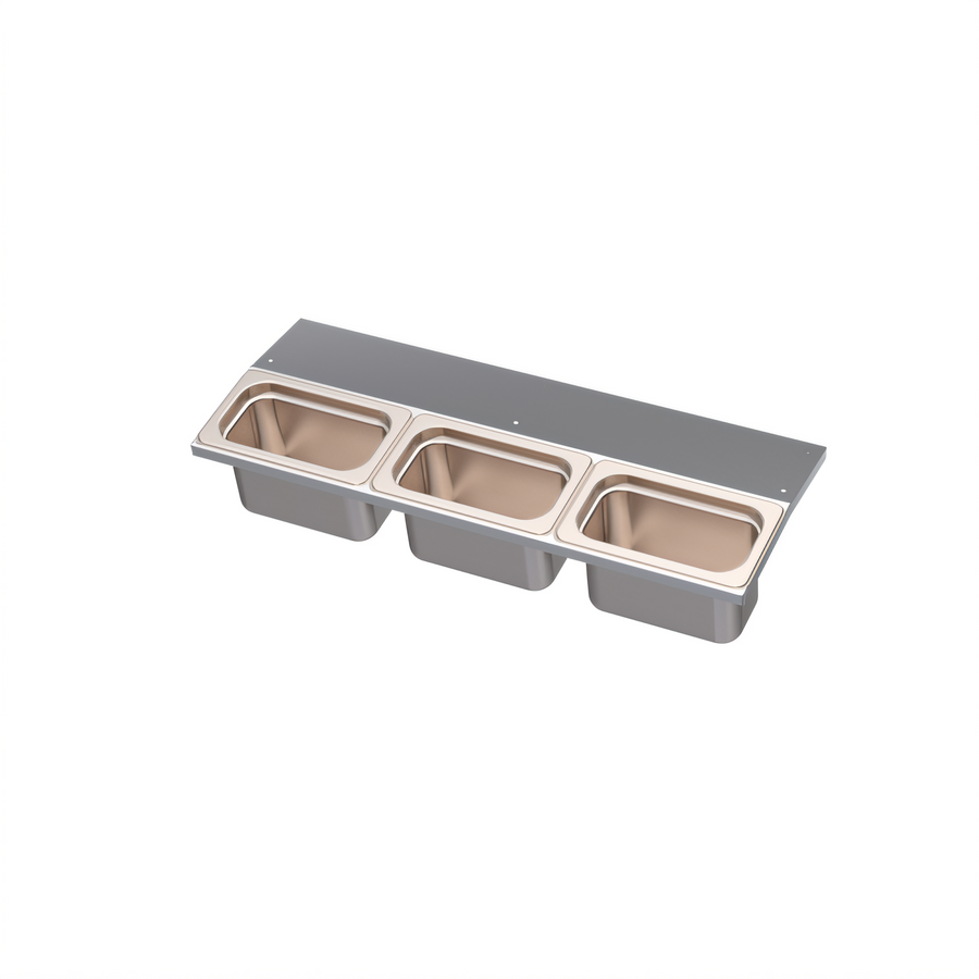 Product image #1 for Krowne Royal Series Stainless Steel 21-Inch Garnish Tray with 3 Condiment Cups