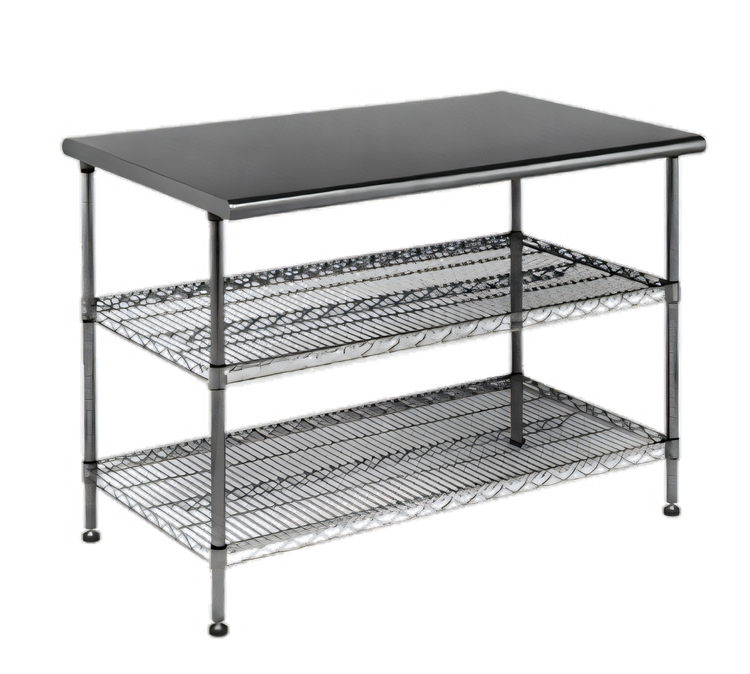 Product image #1 for Eagle AdjusTable 60 Inch x 30 Inch Stainless Steel Work Table with Two Adjustable Wire Undershelves
