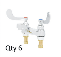 T&S Brass Medical Deck-Mount Faucet with Cast Basin Spout, Aerator, and 4-Inch Wrist Action Handles
