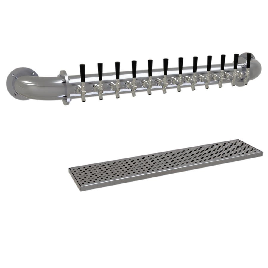 Product image #1 for Glastender 12-Faucet Pipe Wall Draft Dispensing Tower, Wall Mounted, Air Cooled, Stainless Steel