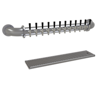 Glastender 12-Faucet Pipe Wall Draft Dispensing Tower, Wall Mounted, Air Cooled, Stainless Steel