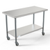 Thumbnail image #1 for KoolMore 48 Inch x 24 Inch 18-Gauge 304 Stainless Steel Mobile Work Table with Undershelf and Locking Casters