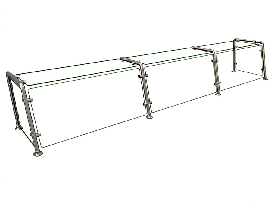 Product image #1 for Hatco Flav-R-Shield EP22 Full-Service Pass-Over Sneeze Guard, 3-Bay, 96-Inch W x 15-Inch D x 18-Inch H