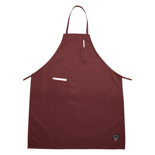 Product image #1 for Signature Chef Burgundy Full-Length Bib Apron with 2 Pockets