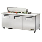 Thumbnail image #1 for True Mfg. - General Foodservice TSSU-72-12-HC 72-Inch 3-Section Sandwich/Salad Prep Table, 3 Solid Doors, 12-Pan Top, R290