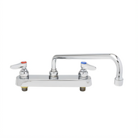 T&S Brass B-1123-CR 8-Inch Center Deck-Mount Workboard Faucet with 12-Inch Swivel Swing Nozzle and Cerama Cartridges
