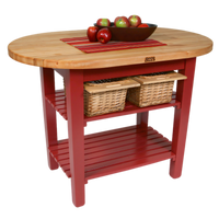 Boos Block Elliptical C-Table Commercial Work Table with 1-1/2 Inch Butcher Block Top and 2 Slatted Undershelves, 72 x 30 x 35 Inch