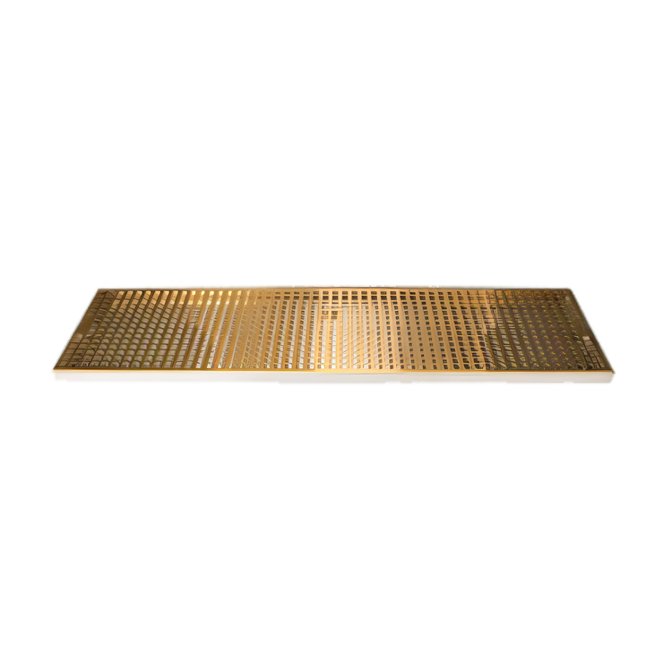 Product image #1 for Micro Matic Surface Mount Drip Tray Trough, 36 Inch x 8 Inch, Stainless Steel with PVD Brass Screen