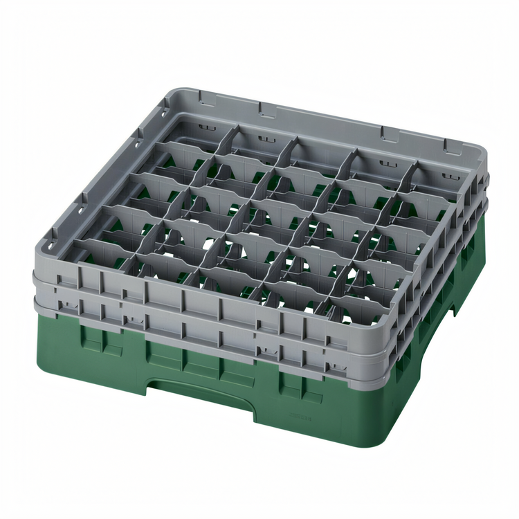 Product image #2 for Cambro Camrack Full-Size 25-Compartment Glass Rack with 2 Extenders, Sherwood Green