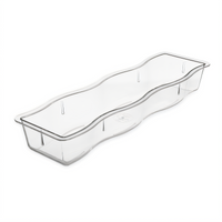 Displayware Modular Half Long Wavy Edge Food Pan, 4.45 Qt, Clear Polycarbonate
